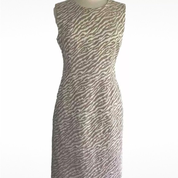 Calvin Klein Dresses & Skirts - Calvin Klein Sleeveless Lined Sheath Dress Tan/White Tiger Stripe Print Size 10